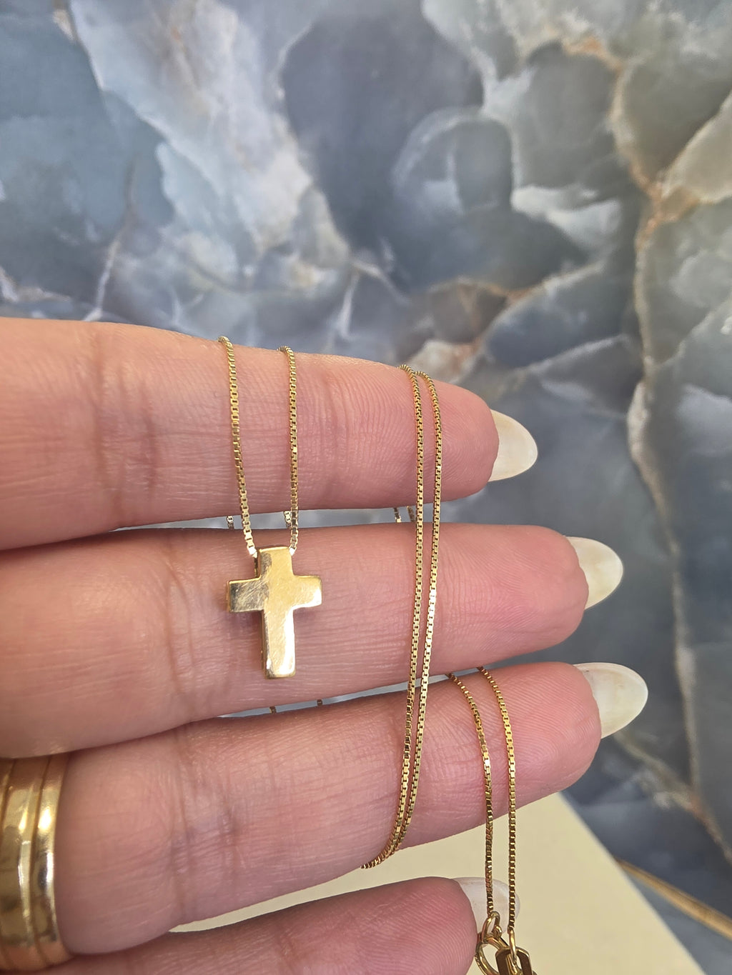 Gold Box Chain with Cross 2